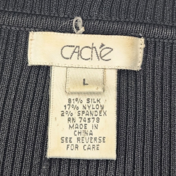 Cache Ribbed Silk/ Knit Top - Picture 5 of 8